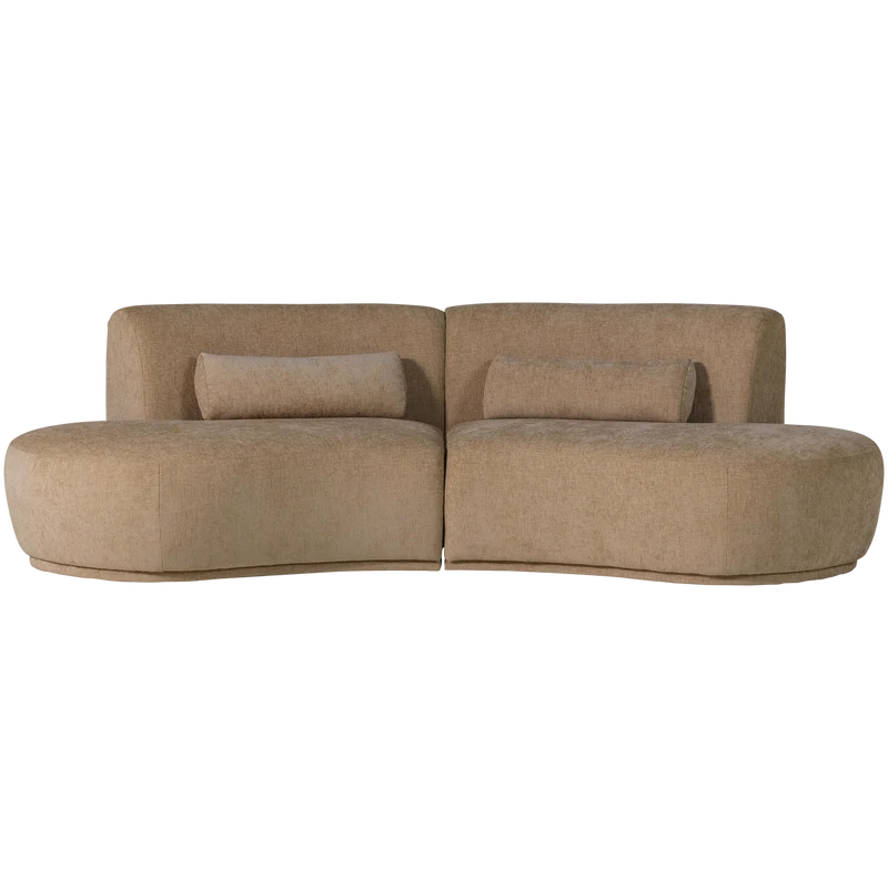 Batavier halbrundes Sofa 4-Sitzer Samt melange hellbraun