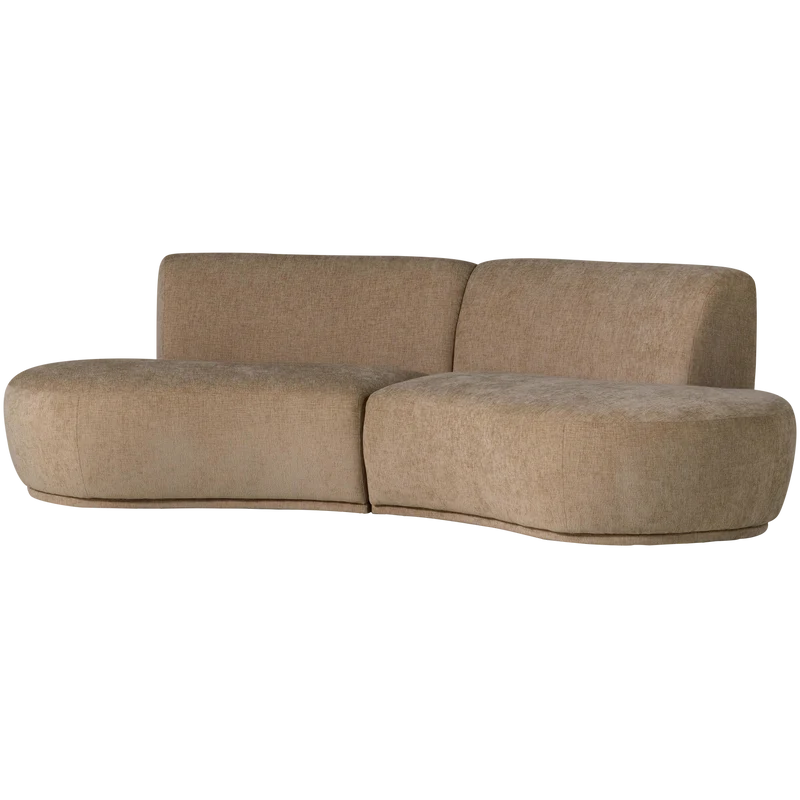 Batavier halbrundes Sofa 4-Sitzer Samt melange hellbraun