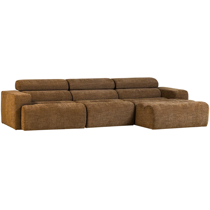 Novi chaise longue sofa rechts karamellbraun melange