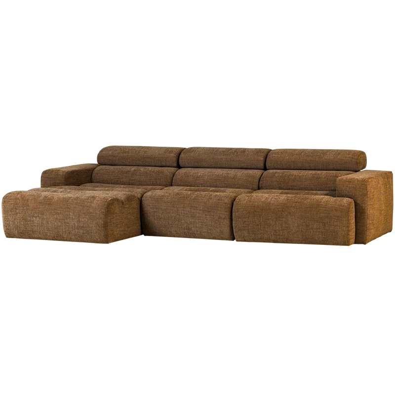Novi chaise longue sofa links karamellbraun melange