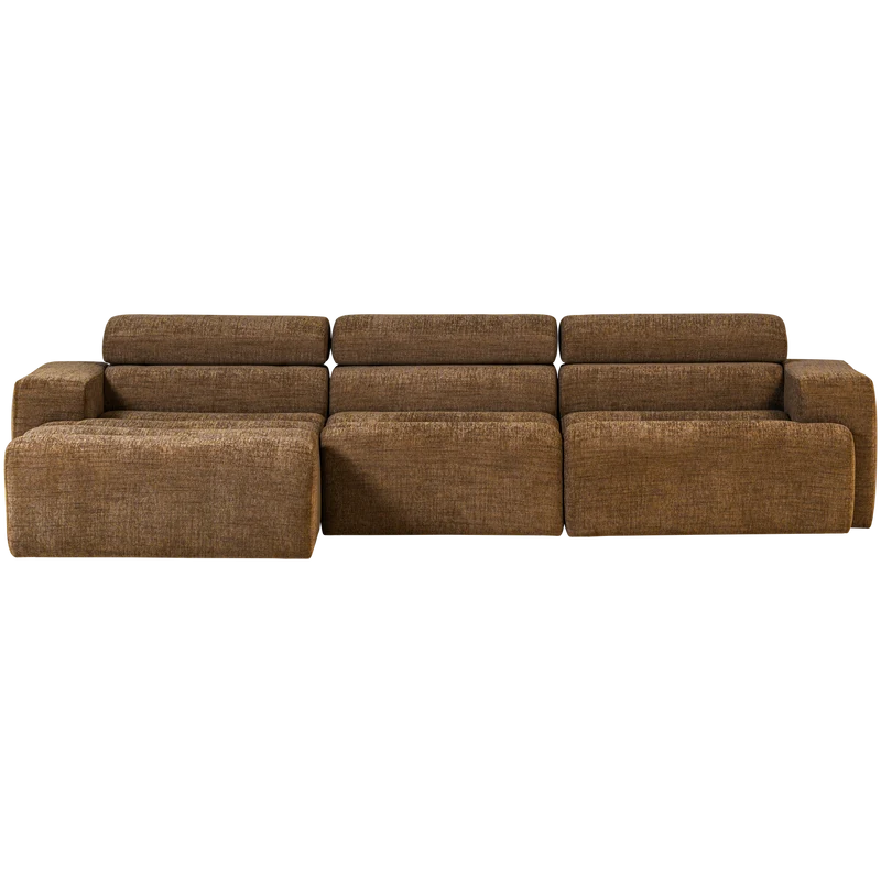 Novi chaise longue sofa links karamellbraun melange