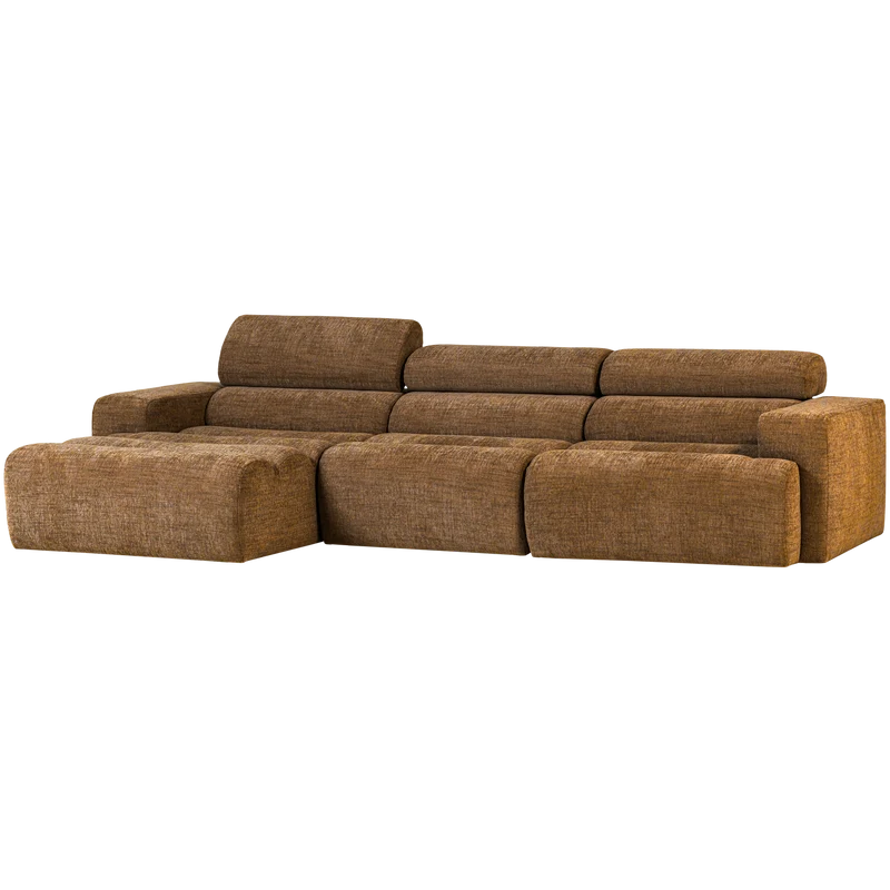 Novi chaise longue sofa links karamellbraun melange