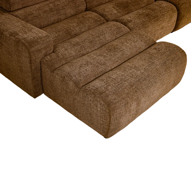 Novi chaise longue sofa links karamellbraun melange
