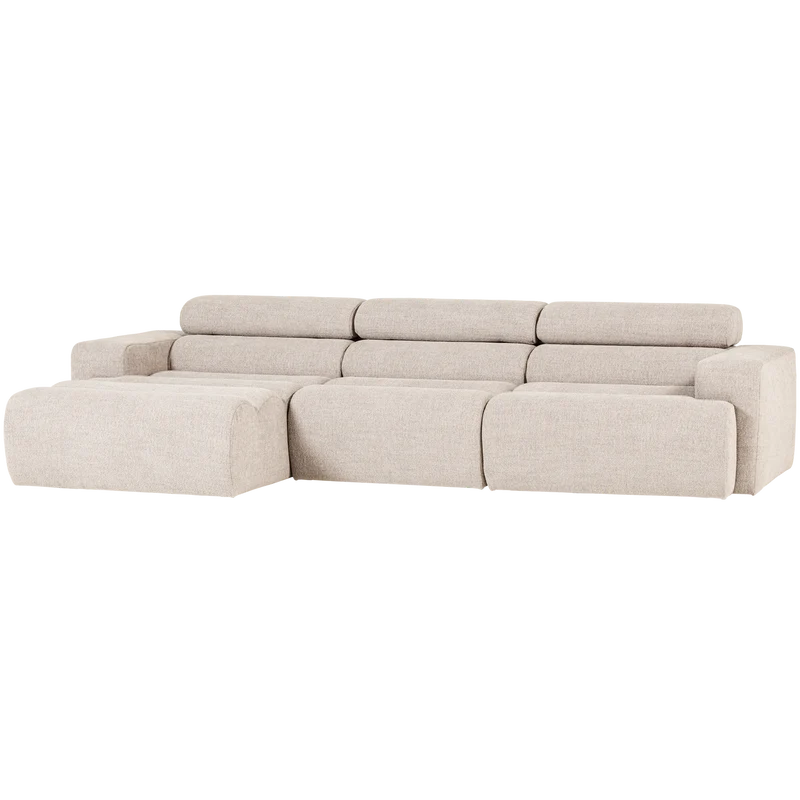 Novi Chaiselongue Sofa links Bouclé Natur