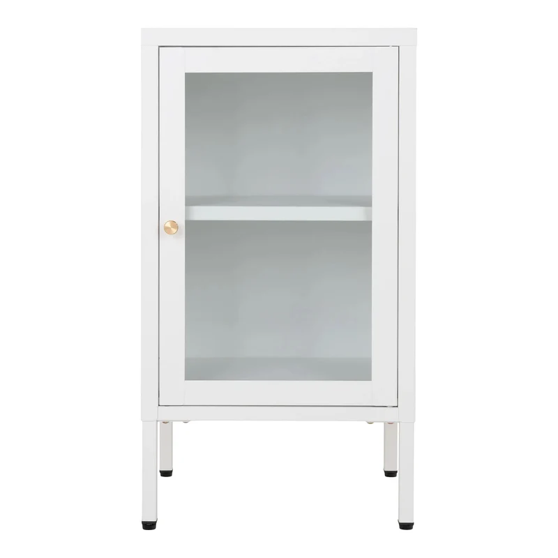 Moderne Kommode DAILY 70cm weiss Glastür Metall