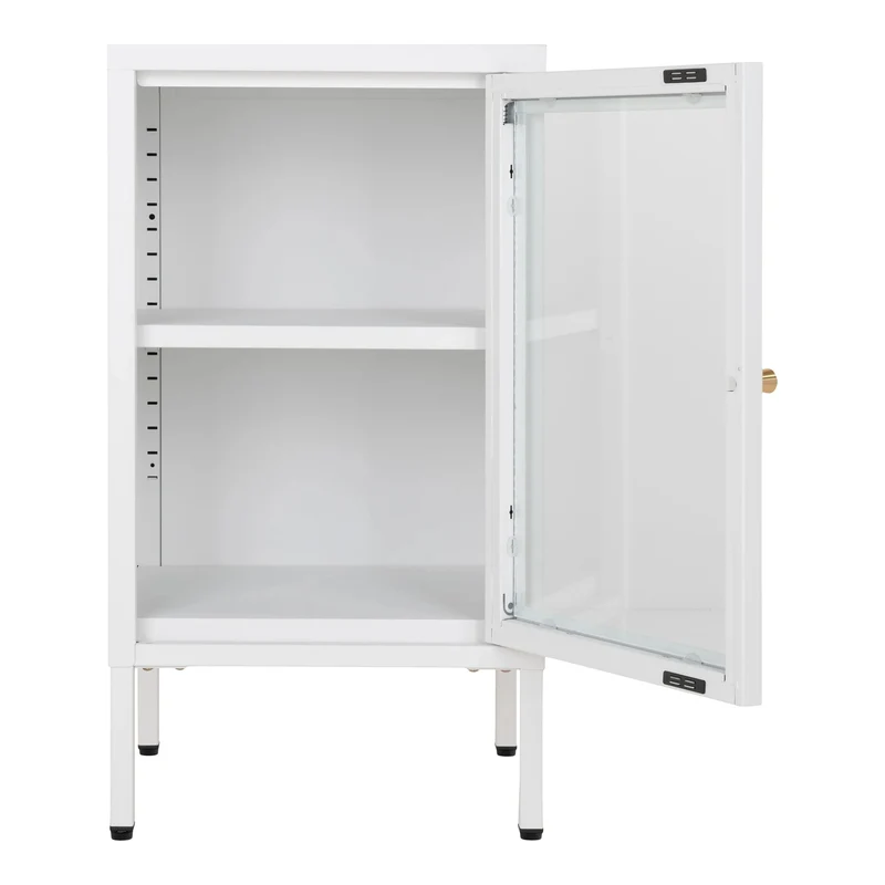 Moderne Kommode DAILY 70cm weiss Glastür Metall