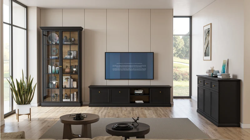 Livento TV-Lowboard mit 3 Türen im klassischen Design