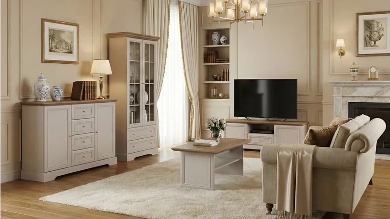 Castello Elegante Vitrine mit Glastüren im Landhausstil