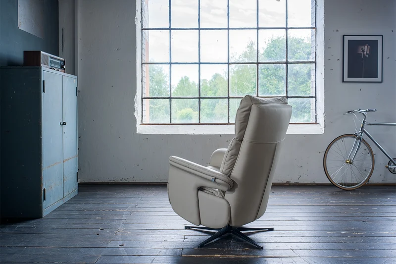 KAWOLA Sessel NAMA Relaxsessel drehbar Leder grau