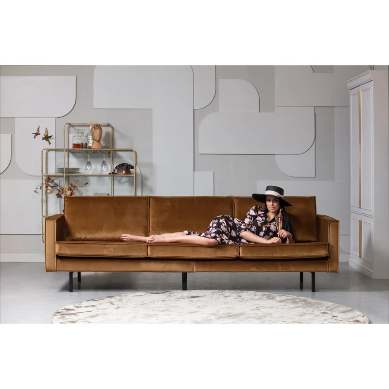 Rodeo sofa 3-sitzer velvet honiggelb
