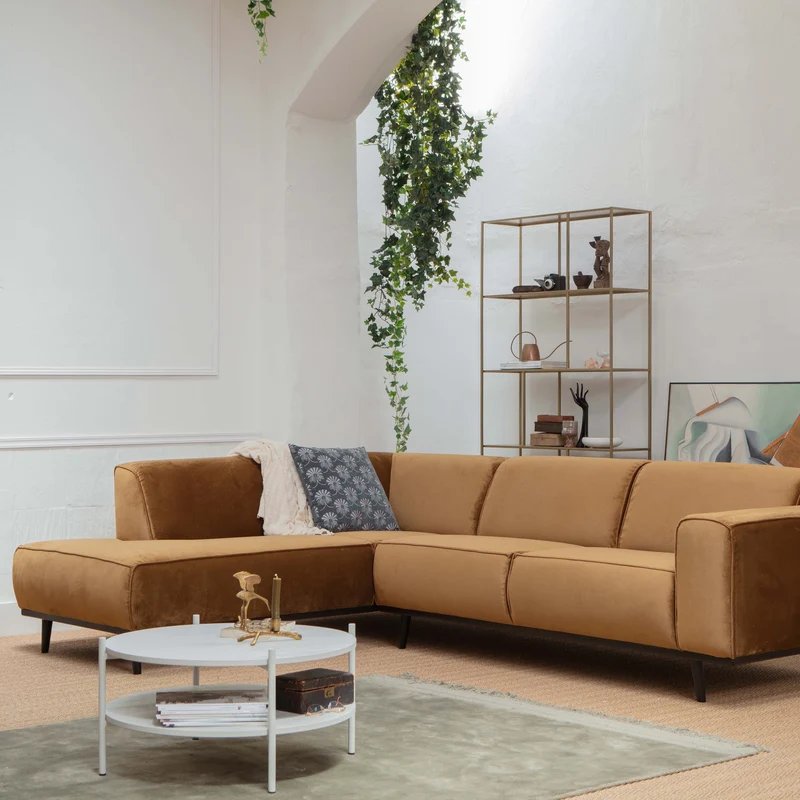 Statement eckbank linken velvet honinggelb