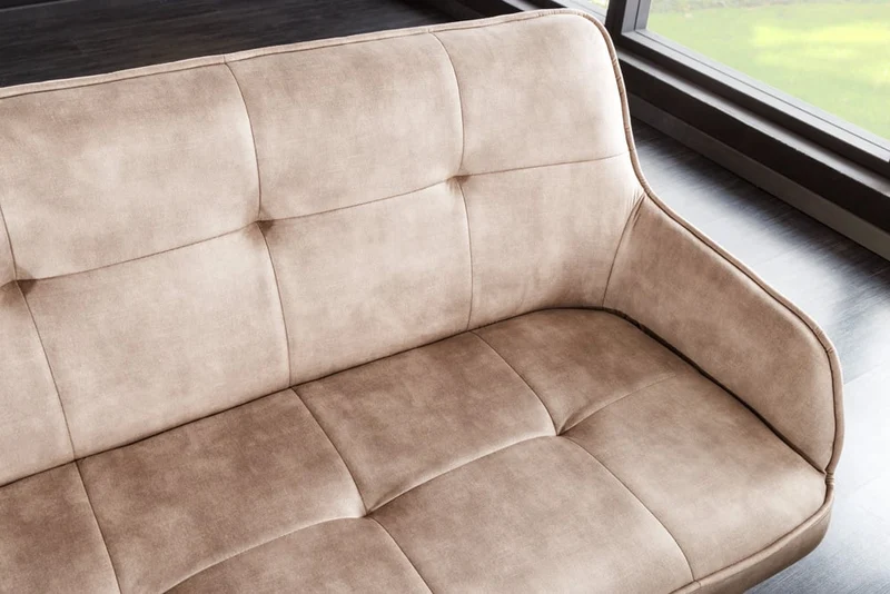 Elegante Sitzbank HORA ca.160cm Samt sand Retrostil Armlehnen
