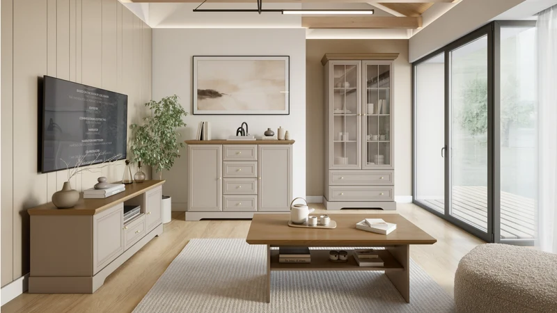 Castello Stilvolle Kommode mit Schublade und 2 Türen im Landhausstil