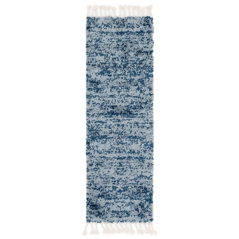 Teppich "High Shaggy" Läufer Blau 80x250 cm