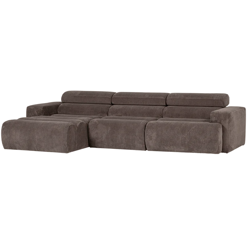 Novi chaise longue sofa links kord graubraun