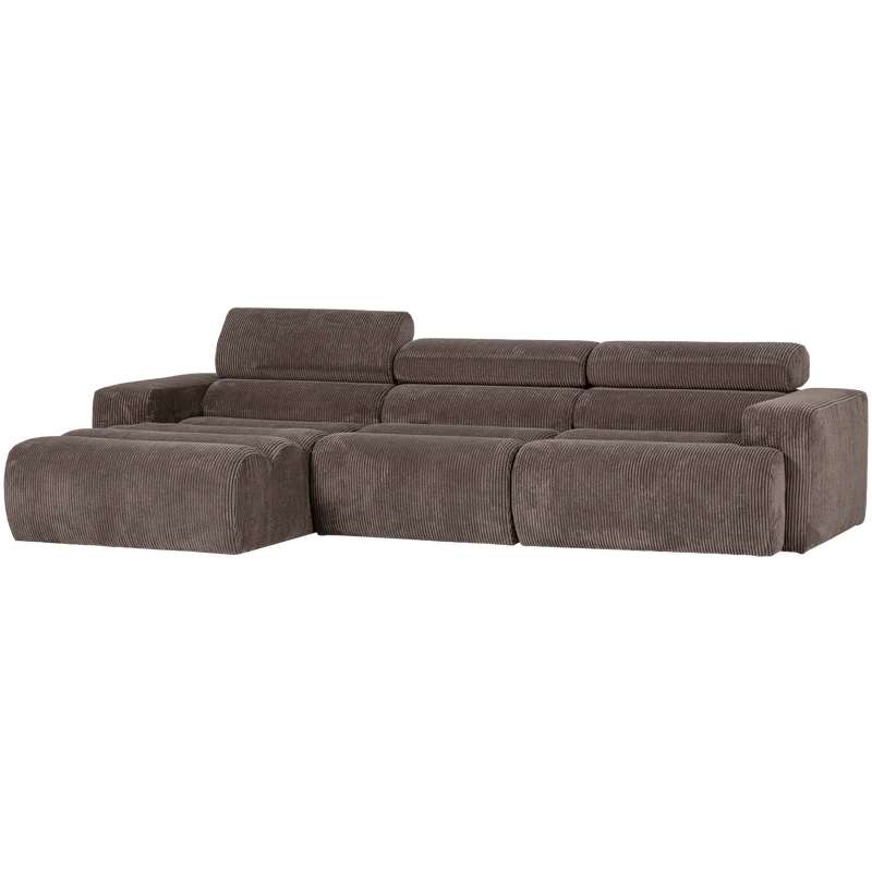 Novi chaise longue sofa links kord graubraun