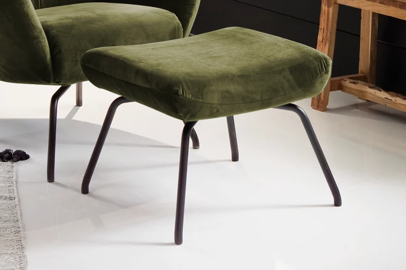 KAWOLA Hocker LOTTE Polsterhocker velvet olivgrün