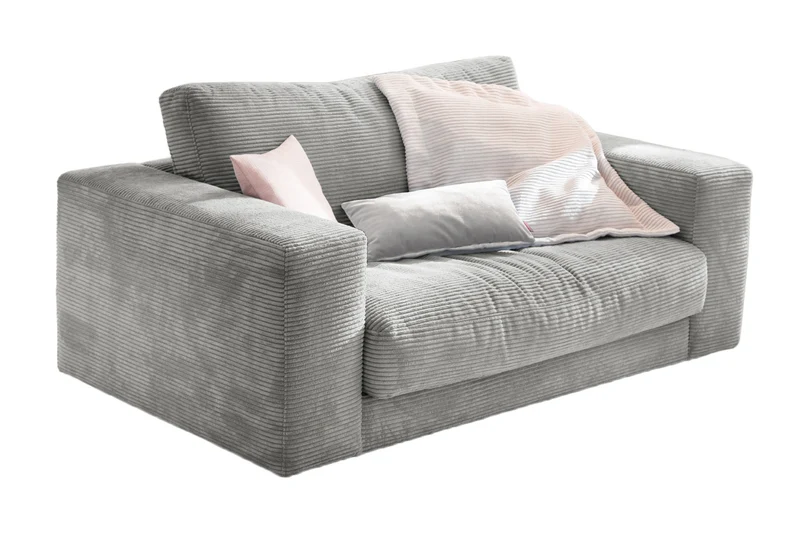 KAWOLA Doppelsessel MADELINE Loveseat Cord hellgrau