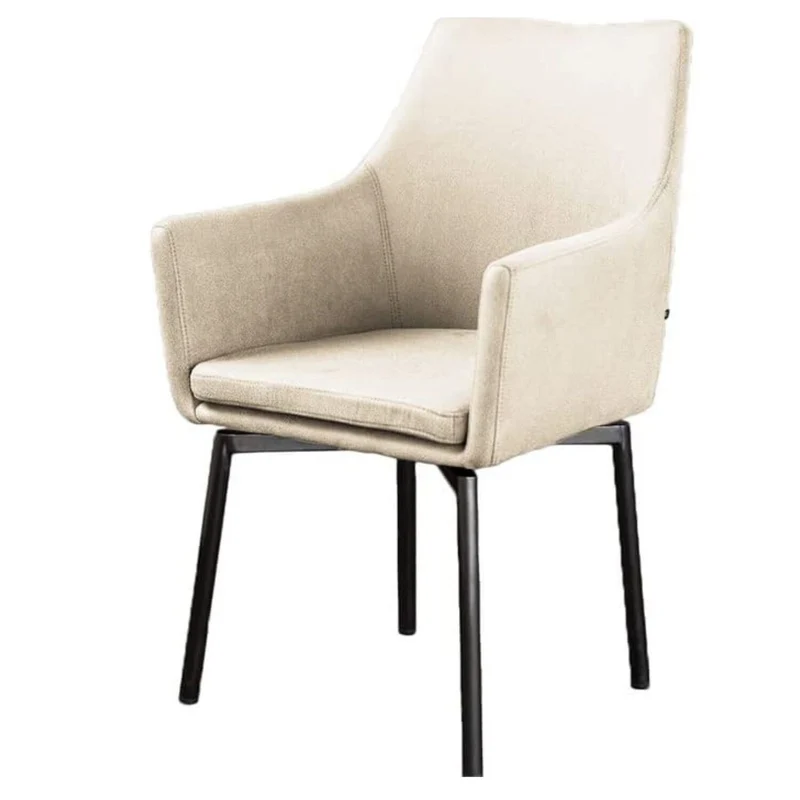 Stuhl Cali Sessel Microfaser Esszimmerstuhl creme Füße matt-schwarz