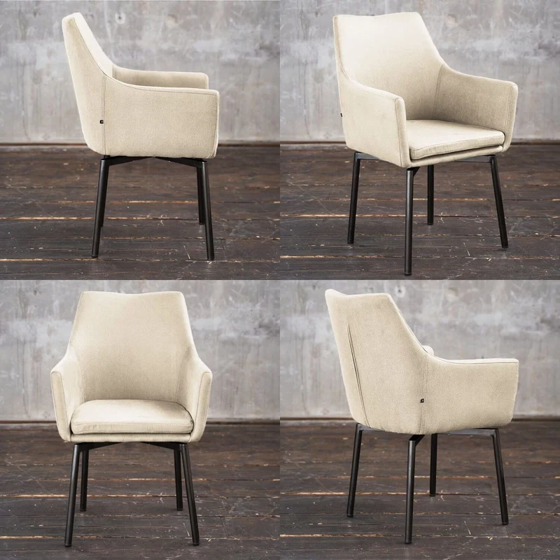 Stuhl Cali Sessel Microfaser Esszimmerstuhl creme Füße matt-schwarz