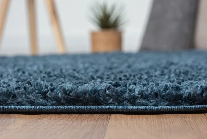 Hochflor Teppich SHAGGY dunkelblau rund diverse Größen
