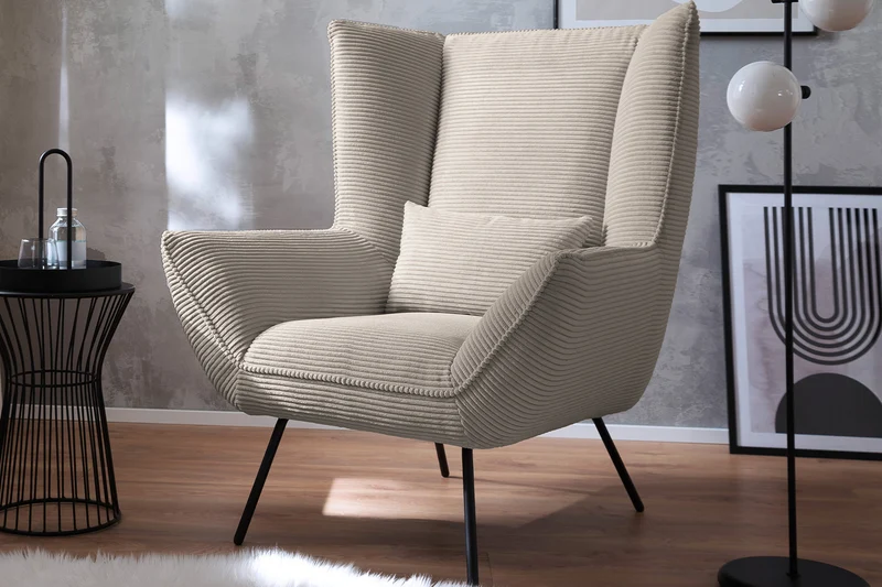 KAWOLA Sessel IVA Relaxsessel Cord steingrau