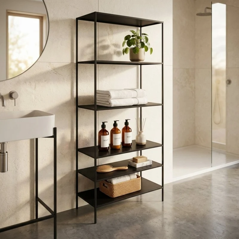 Modernes Regal LEVEN schwarzer Metallrahmen 170 cm