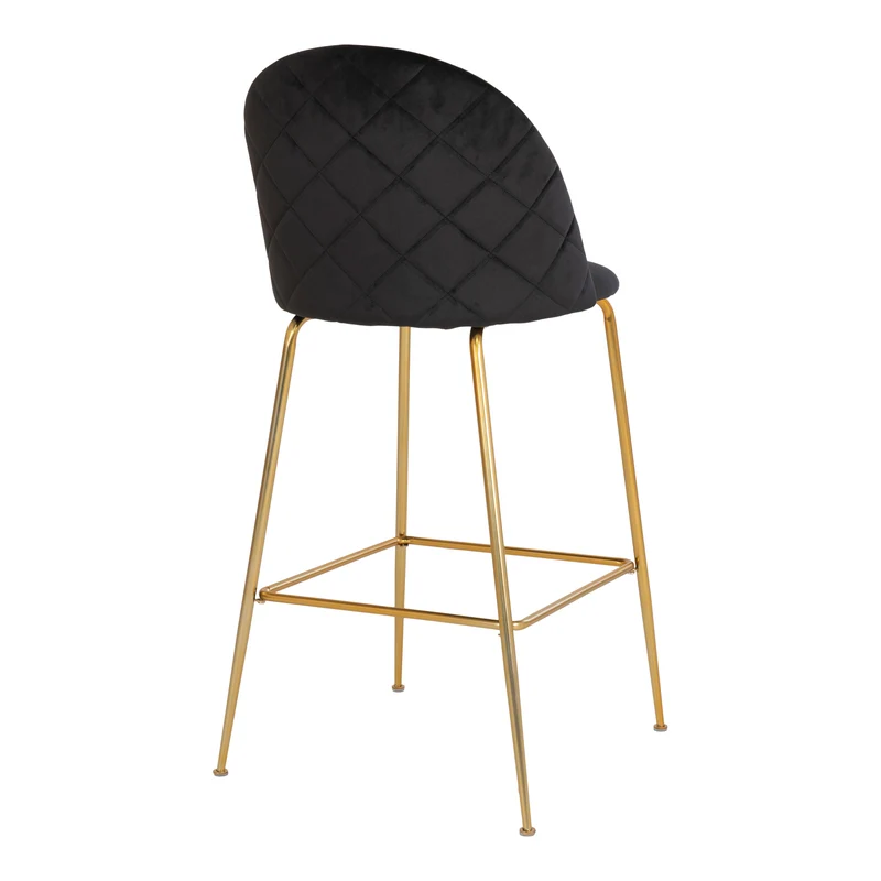 Edler Barstuhl TOULOUSE (2er Set) schwarz Samt Beine in Messing-Look