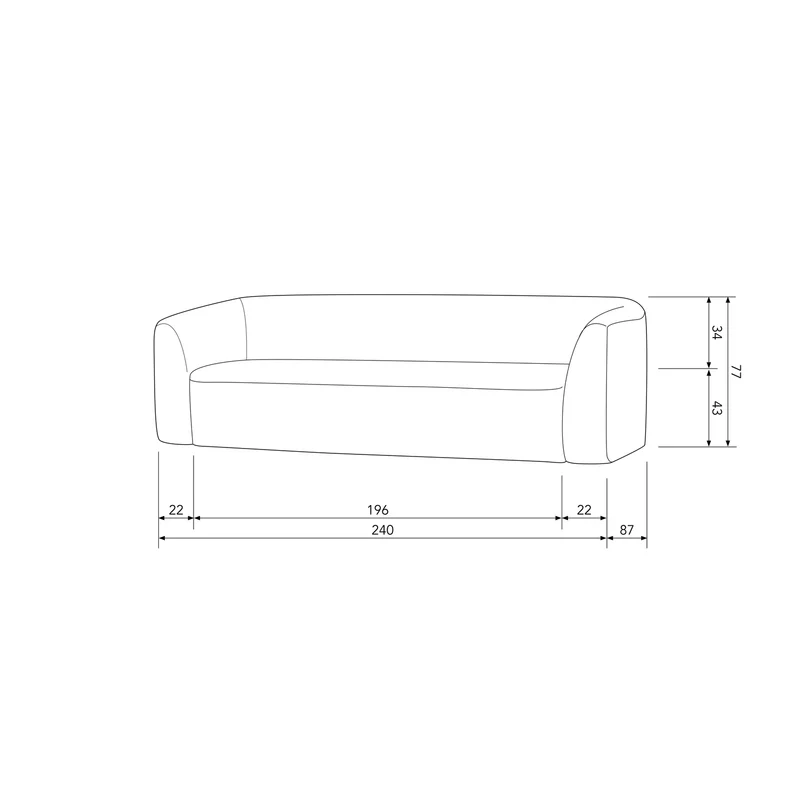 Sloping 3-sitzer sofa pearl melange