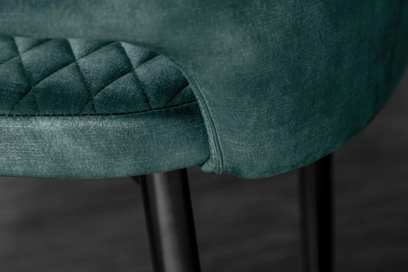 Design Stuhl FRANCE Samt petrol Ziersteppung Armlehnen