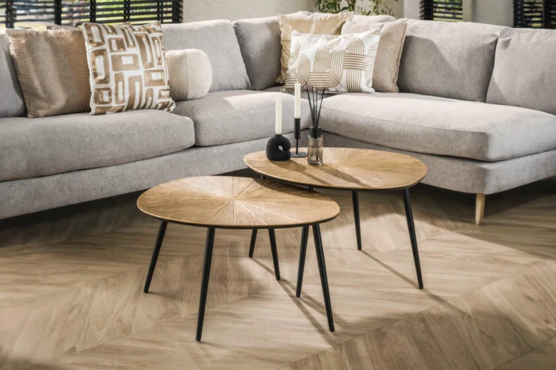 KAWOLA Couchtisch TIBALI Set 2-tlg. Metall bronze oval