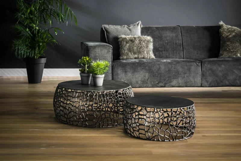 KAWOLA Couchtisch SONO Set 2-tlg. Metall schwarz