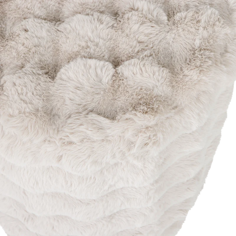 Olven Pouf hoch flauschiger Stoff natur