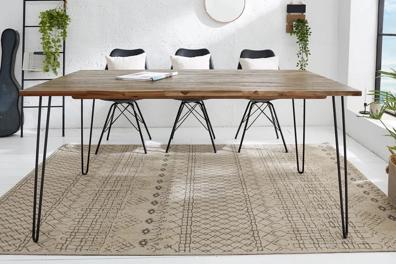 Industrie-Look Esstisch ALINA 160cm living-brown Akazie Metallbeine