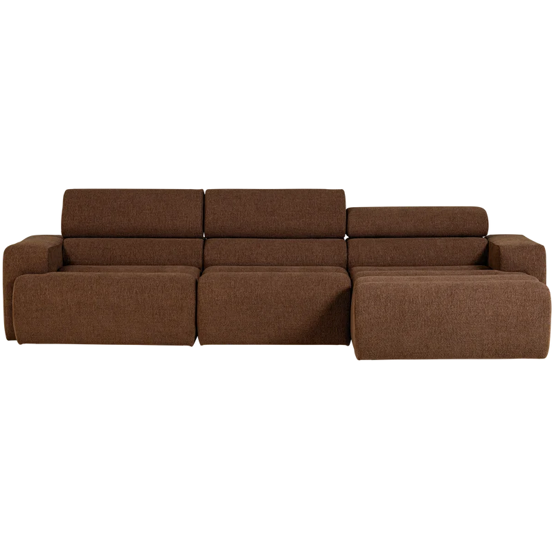 Novi Chaiselongue Sofa rechts Bouclé Mokkabraun