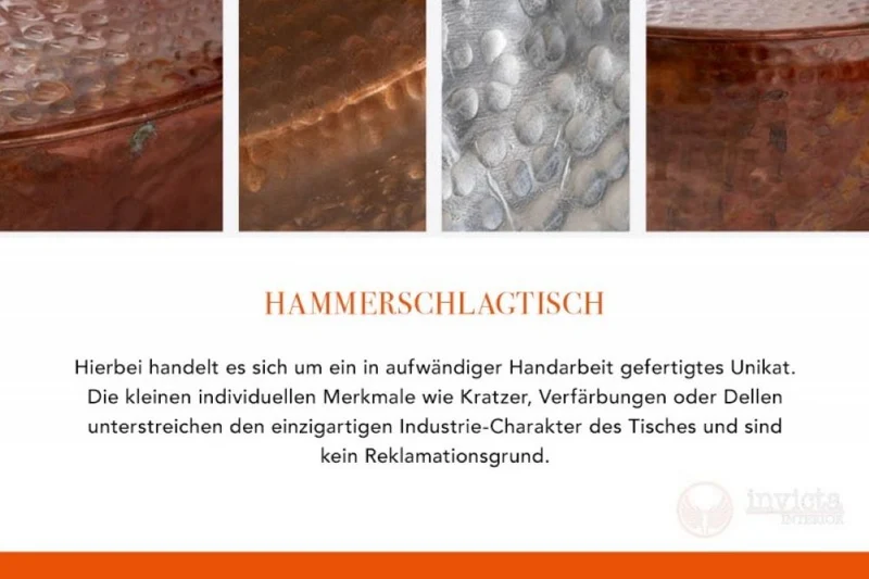 Design Couchtisch MARTELLO No.1 Aluminium 60cm silber Hammerschlag