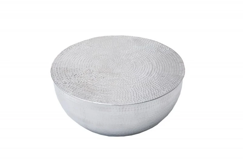 Design Couchtisch MARTELLO No.1 Aluminium 60cm silber Hammerschlag