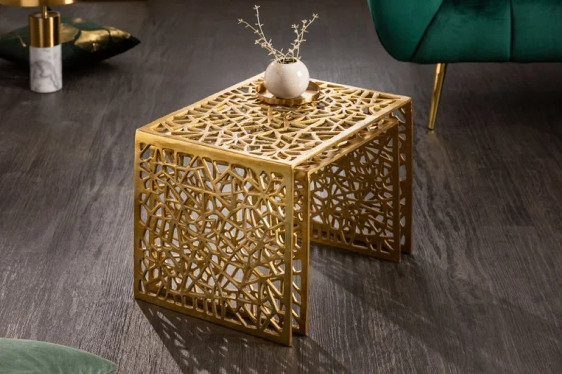 Design Couchtisch 2er Set RIAS Aluminium ca.50cm gold