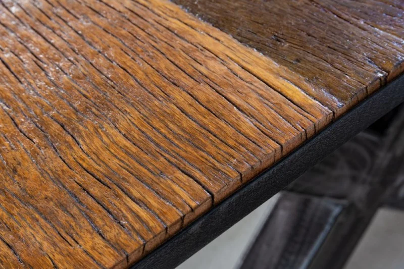 Industrie-Design Esstisch REFLEX 180cm recyceltes Holz X-Gestell