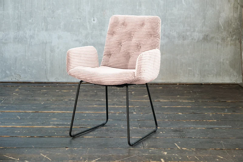 KAWOLA Stuhl NEW CHARME Esszimmersessel Cord rosa