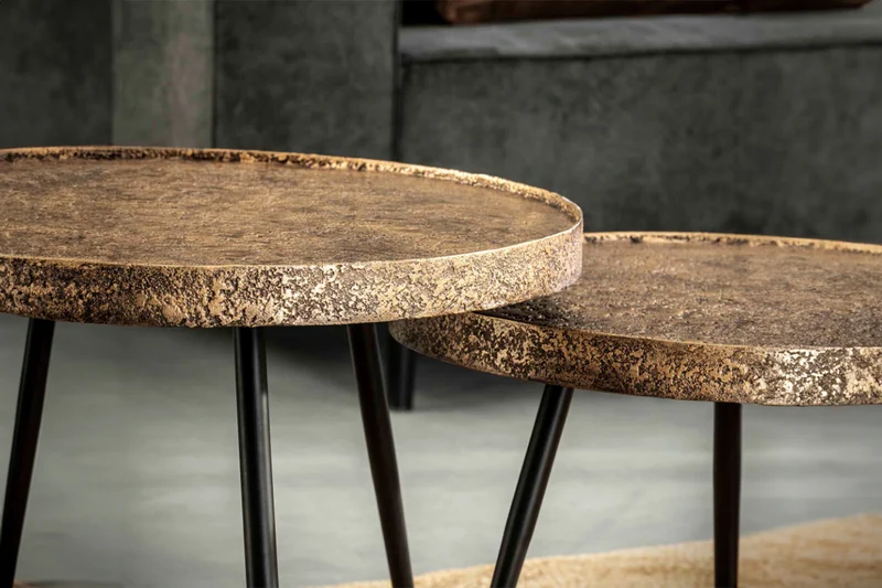 KAWOLA Couchtisch ARINOS Set 2-tlg. Metall bronze