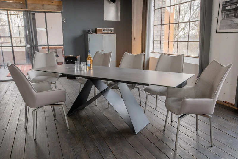 KAWOLA Ausziehtisch BENNO Esszimmertisch Keramik dunkelgrau 160 x 90 cm
