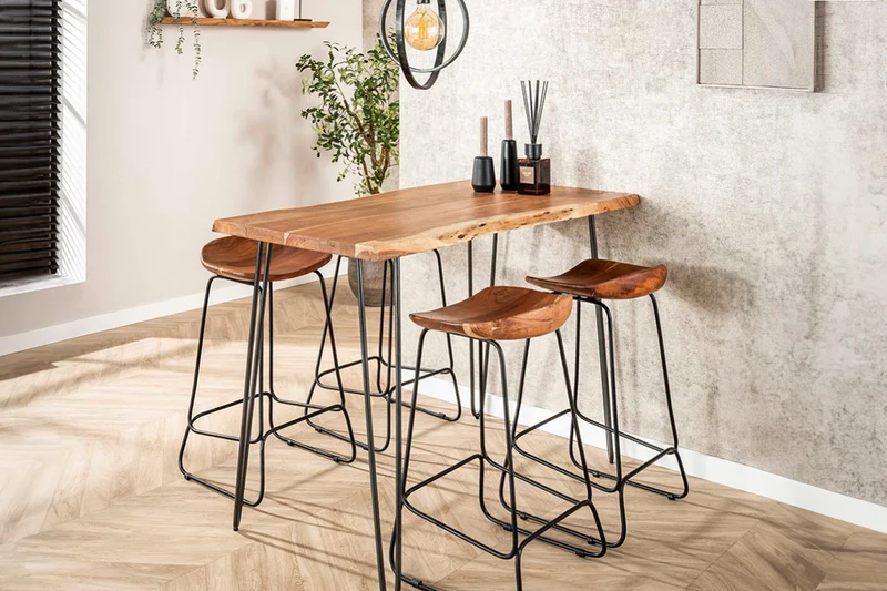 KAWOLA Bartisch ERGEA Stehtisch Baumkante Akazie massiv natur 130x70 cm