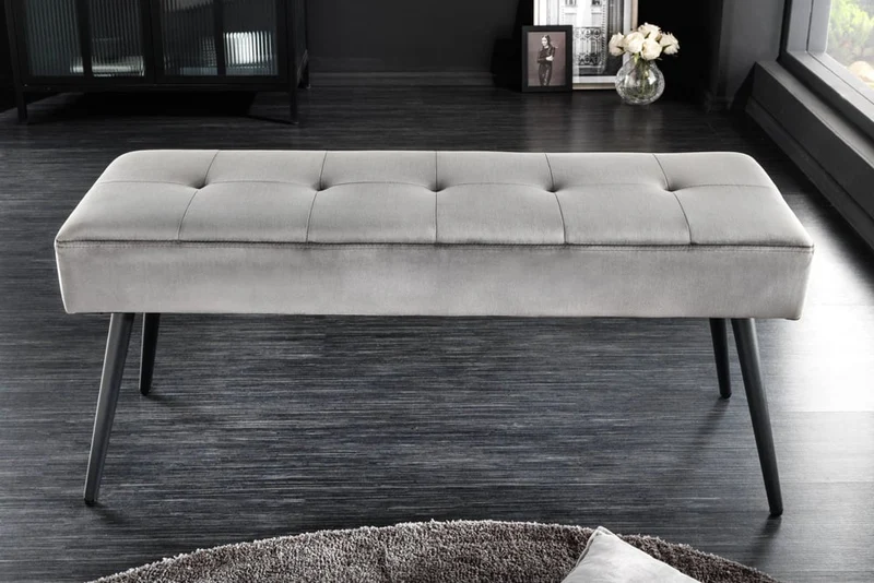 Moderne Sitzbank BELLE 100cm dunkel-grau Samt