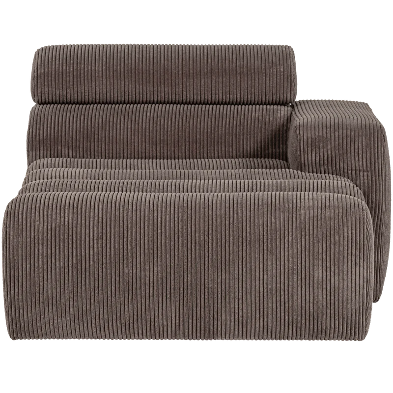 Novi chaise longue element armlehne rechts kord graubraun