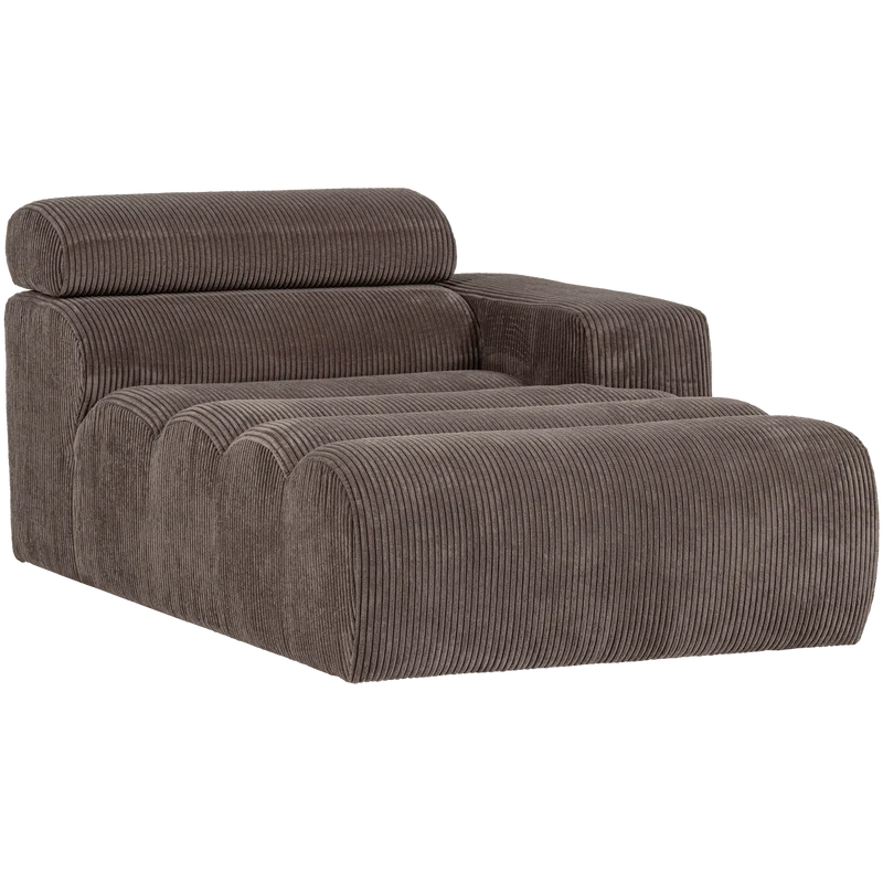Novi chaise longue element armlehne rechts kord graubraun