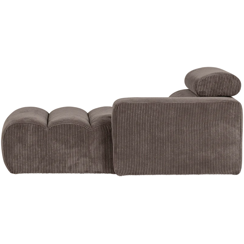 Novi chaise longue element armlehne rechts kord graubraun