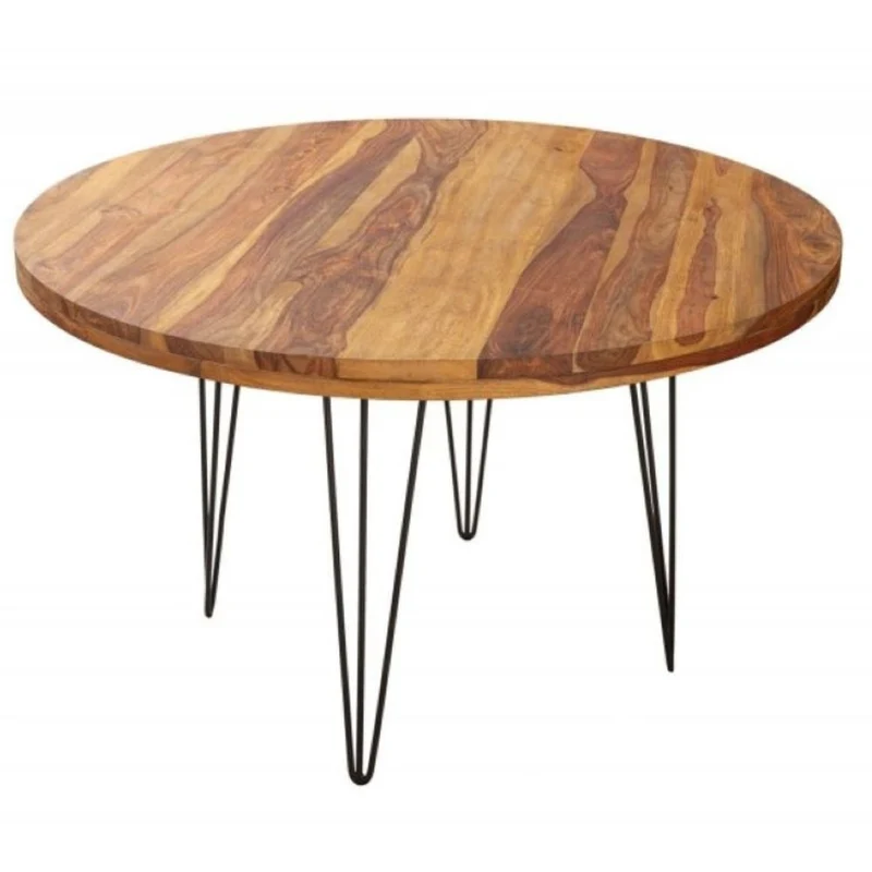 Moderner Esstisch KARA 120cm rund natural Palisander Metallbeine