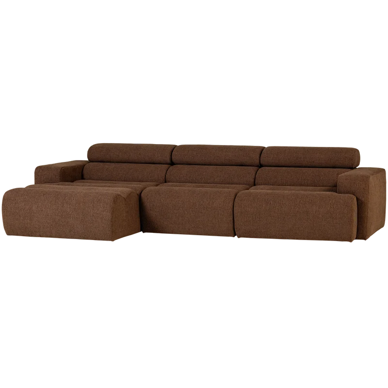 Novi Chaiselongue Sofa links Bouclé Mokkabraun