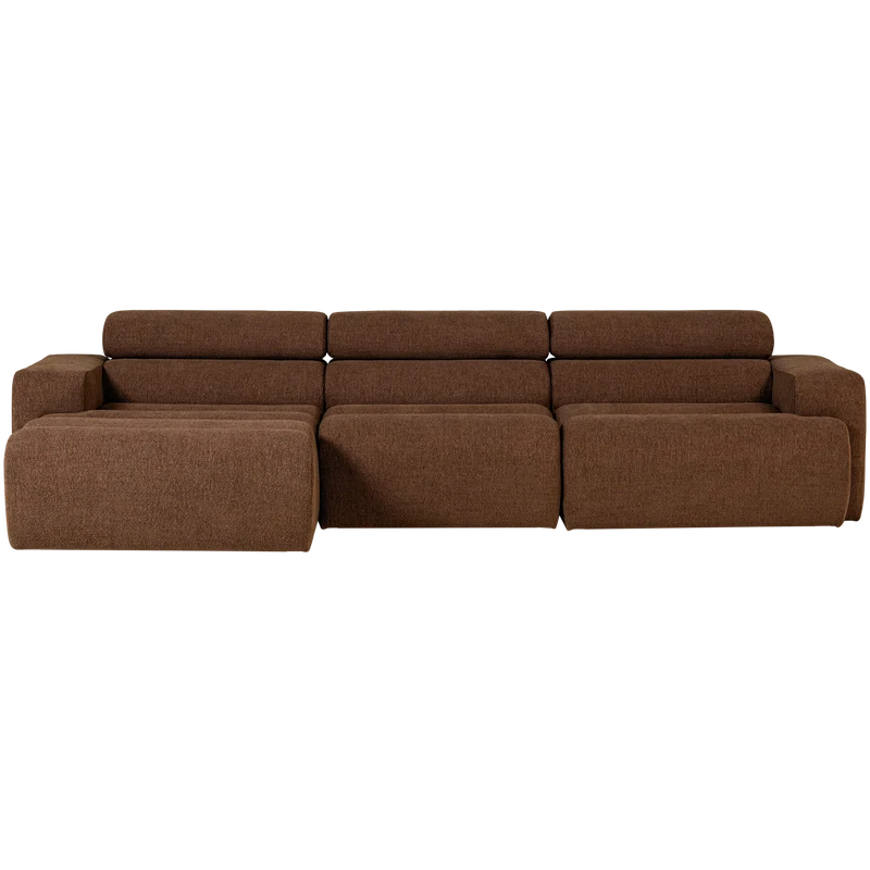 Novi Chaiselongue Sofa links Bouclé Mokkabraun